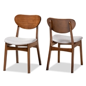 Baxton Studio Katya Mid-Century Modern Grey Fabric Upholstered and Walnut Brown Finished Wood 2-Piece Dining Chair Set Baxton Studio restaurant furniture, hotel furniture, commercial furniture, wholesale dining room furniture, wholesale dining chairs, classic dining chairs